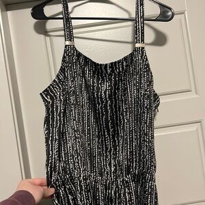 White House Black Market Black and White Midi Dress